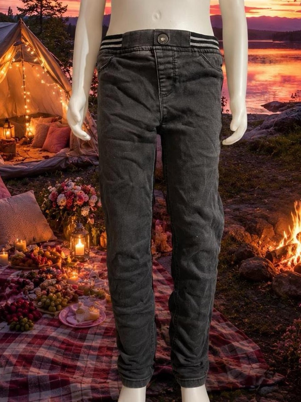 Men's Black Casual Slim-Fit Pants